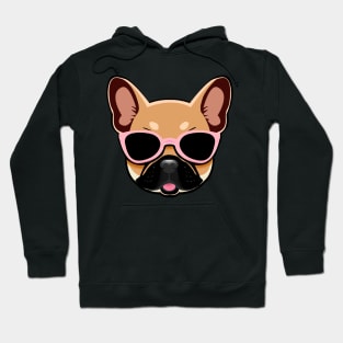 Brown Frenchie Dog in Pink Shades French Bulldog Hoodie